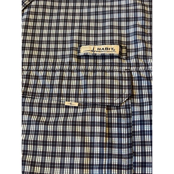 Habit Mens 2XL Blue Plaid Short Sleeve Vented Fishing Shirt Vented Back UPF 40 - Picture 5 of 9